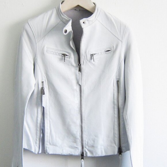 Jacket…etc. Jackets & Blazers - Women's White Leather Jacket